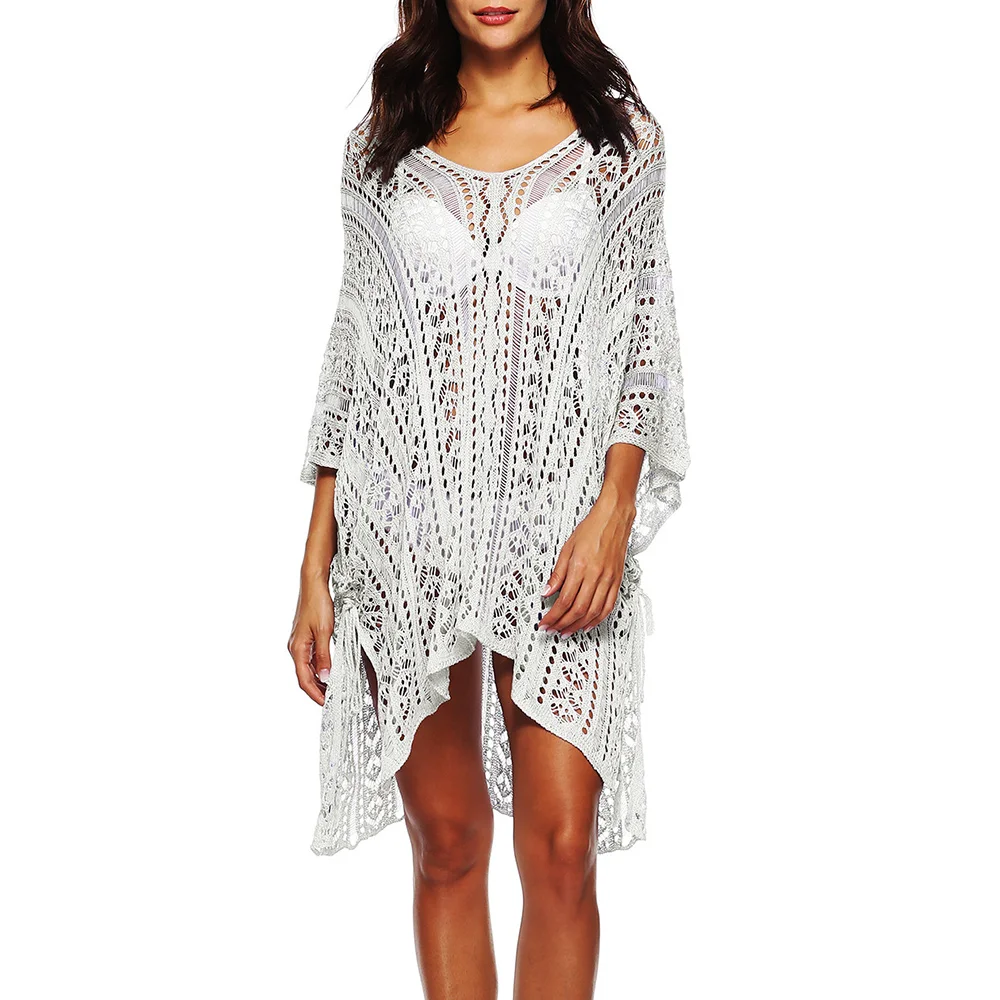 Women's Smock Summer Skinny Fit Elegant Hook Flower Hollow Long Sleeve Round-Neck Vacation Smock