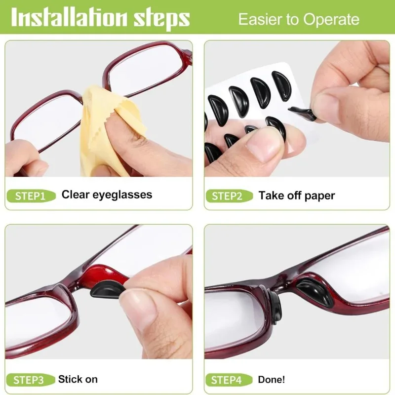 Silicone Self Adhesive Glasses Nose Pad Half Moon Shaped Concave Convex Height Reducing Anti Slip Sunglasses Nose Sticker