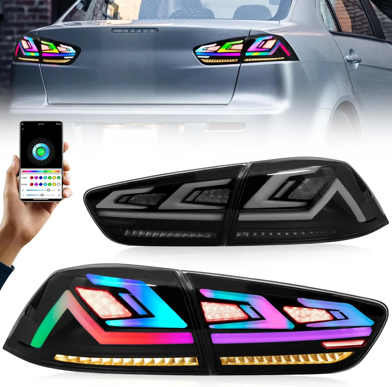 

LED Taillights For Mitsubishi Lancer EVO X 2007 - 2018 Tail Light Lamp Assembly Start UP Animation DRL Sequential Signal E-mark