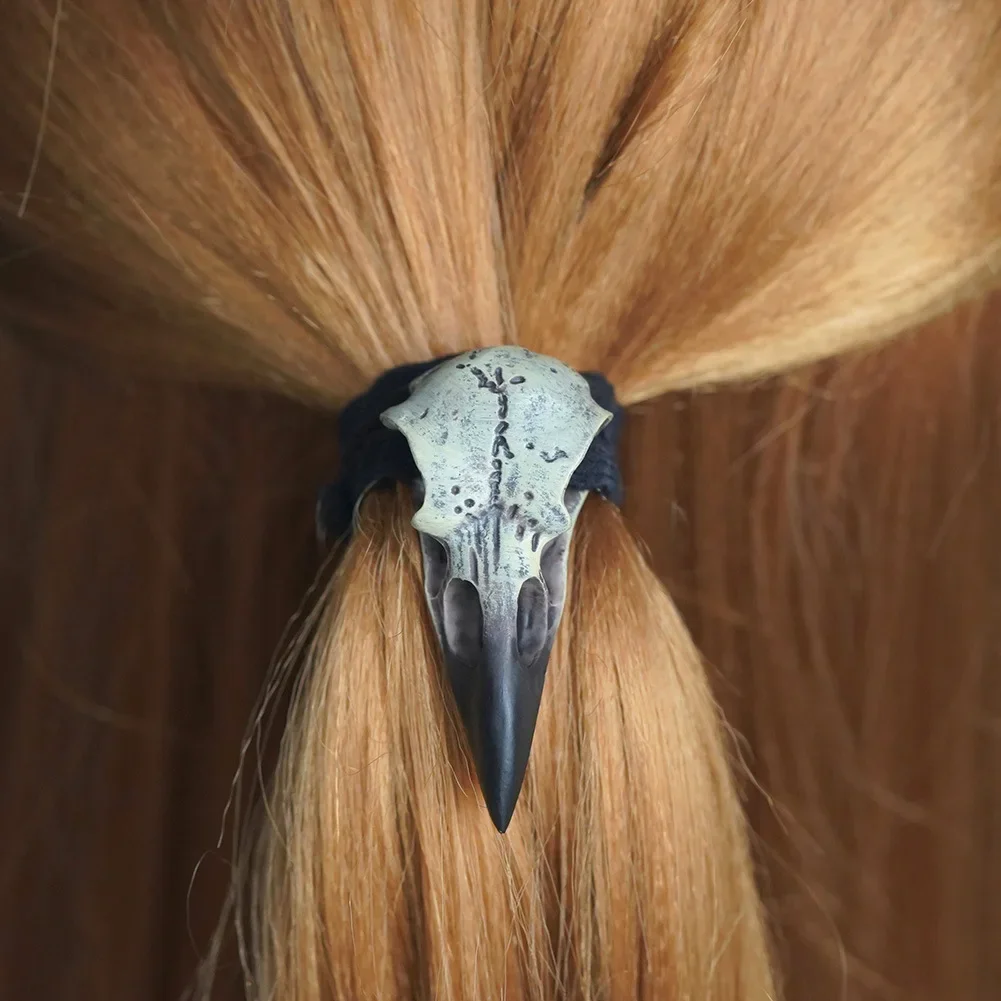 

New retro Nordic Viking women's crow head black high-elasticity durable rubber band accessory