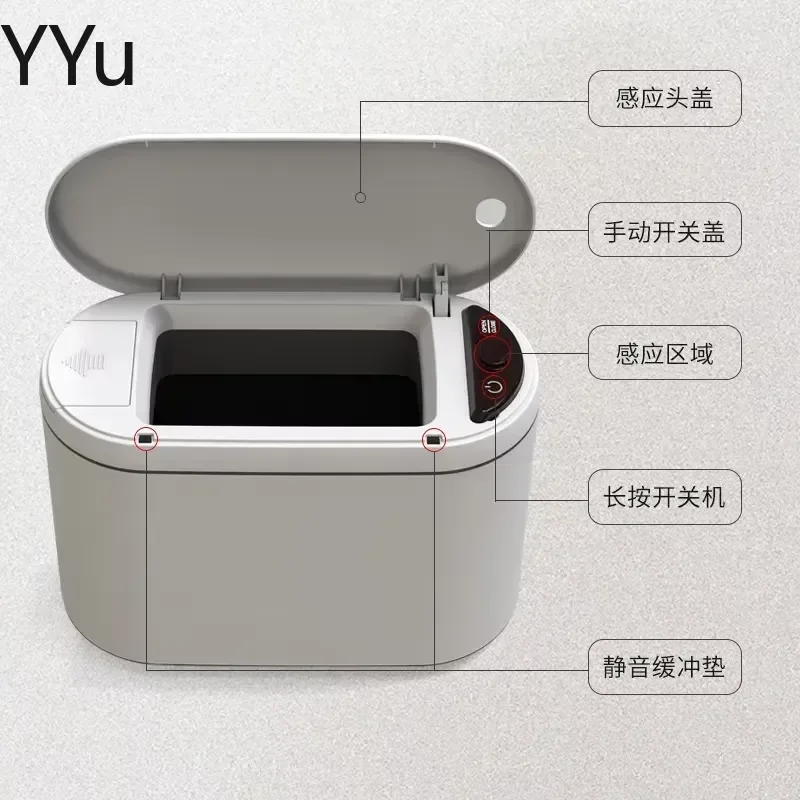 for Smart Desktop Trash Can 2L Mini Automatic Induction Waste Bin for Dressing Table Bedroom Office Small Garbage Can Storage