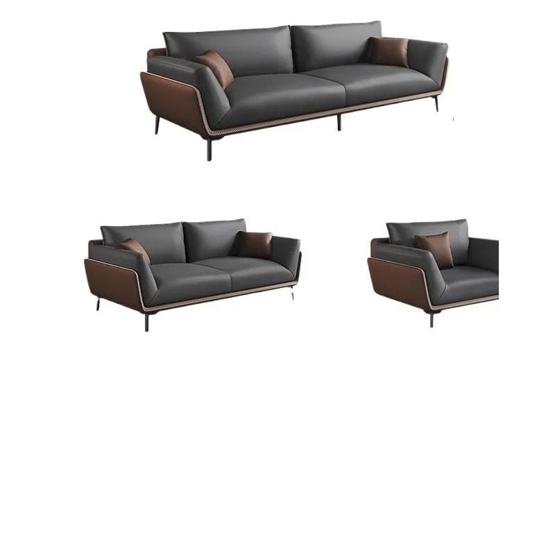 coffee table combination Italian light luxury business meeting guest negotiation reception room company leather three people