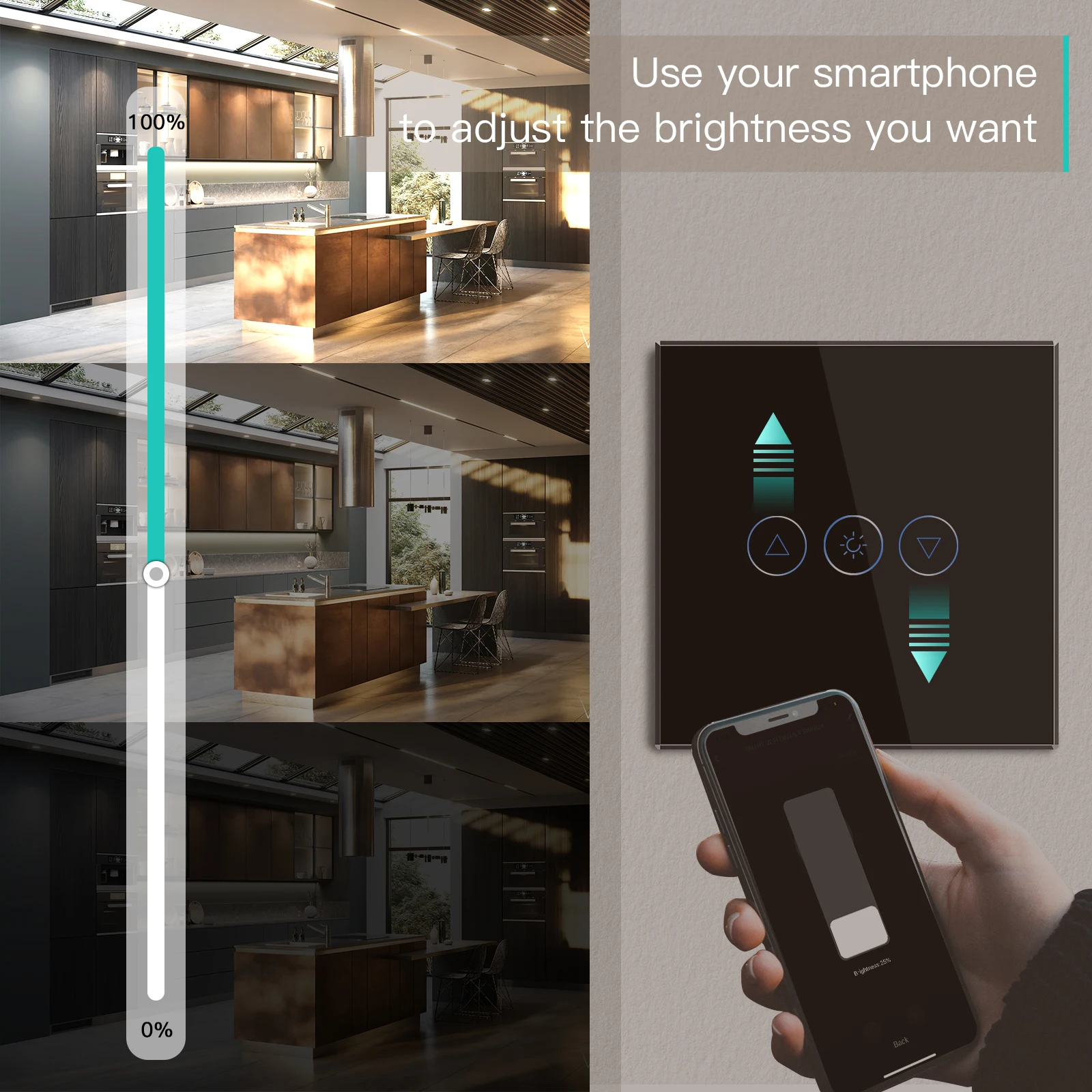 BSEED WIFI Dimmer Licht Schalter Smart Tuya Wand Dimmer Schalter APP Mit Neutral Blau Hintergrundbeleuchtung Schwarz Glas Dimmbare LED Licht – Detail 5
