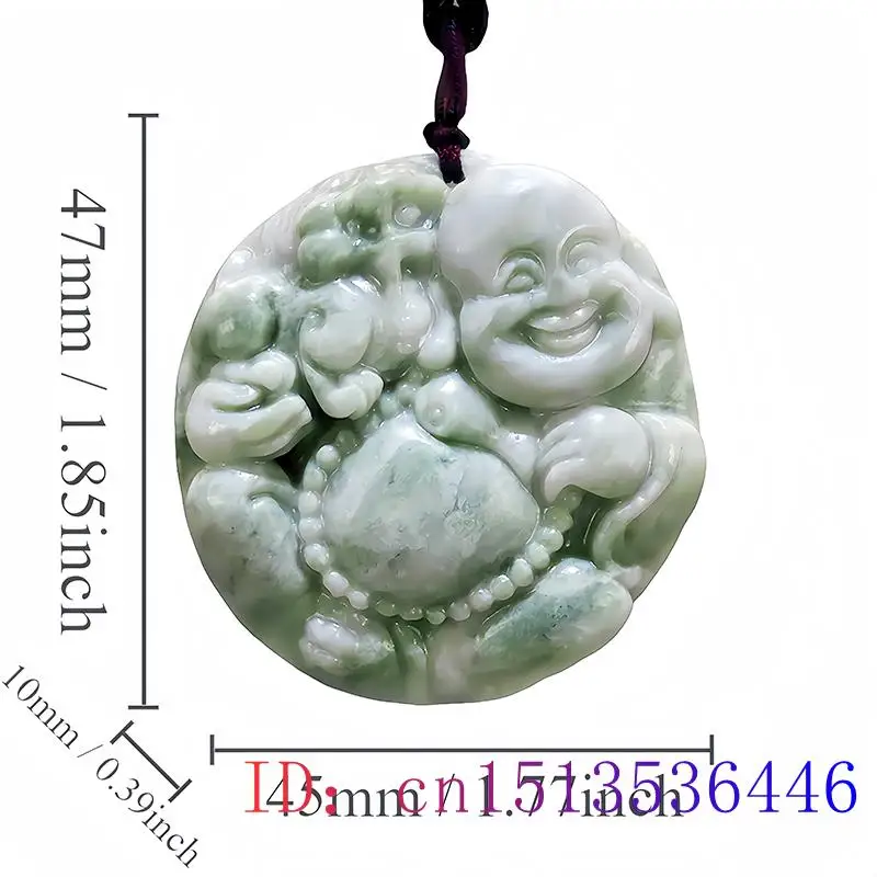 Green Natural Real Jade Maitreya Buddha Pendant Necklace Accessories Luxury Charm Chinese Fashion Stone Gift Designer Talismans