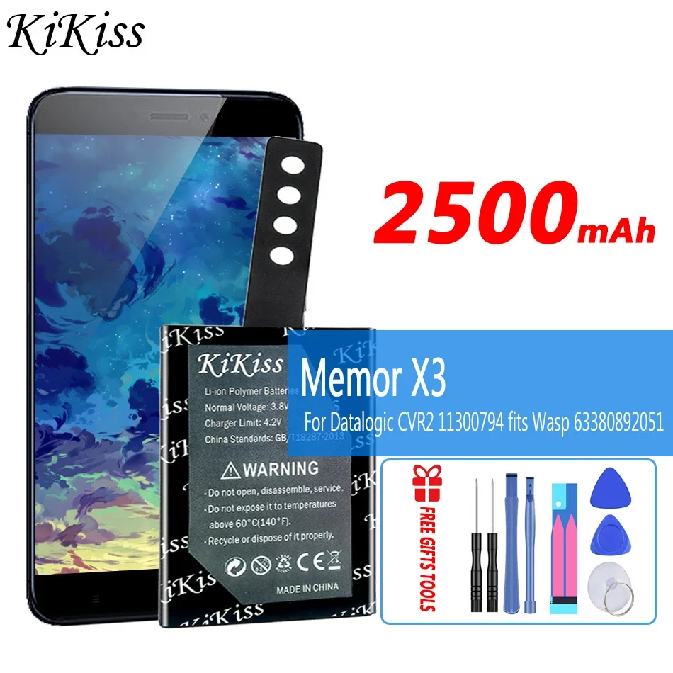 

Сменный аккумулятор KiKiss 2500 мАч для Datalogic CVR2 CVR 2 Memor X3 11300794, подходит для цифровых батарей Wasp 63380892051