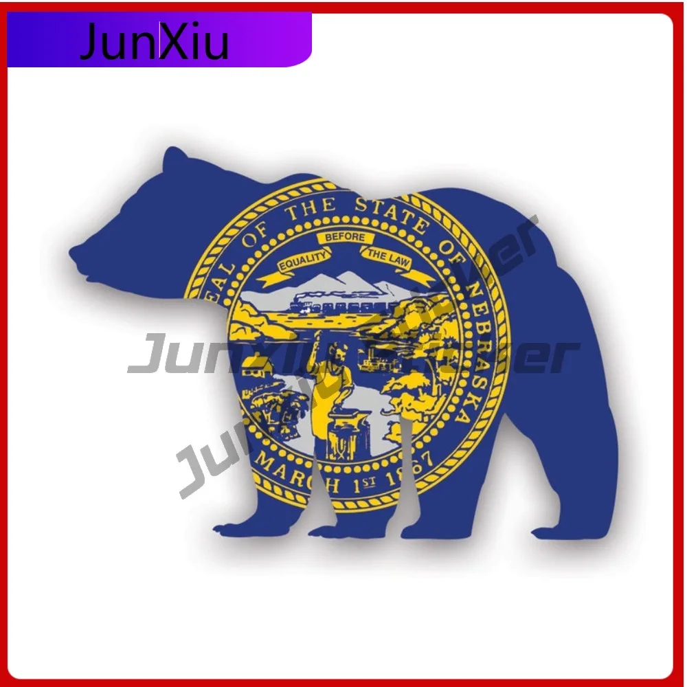 

Nebraska Bear Flag Waterproof Weather Resistant Classic For Car Body Bumper Car Window Easy Apply Self Adhesive Accessories