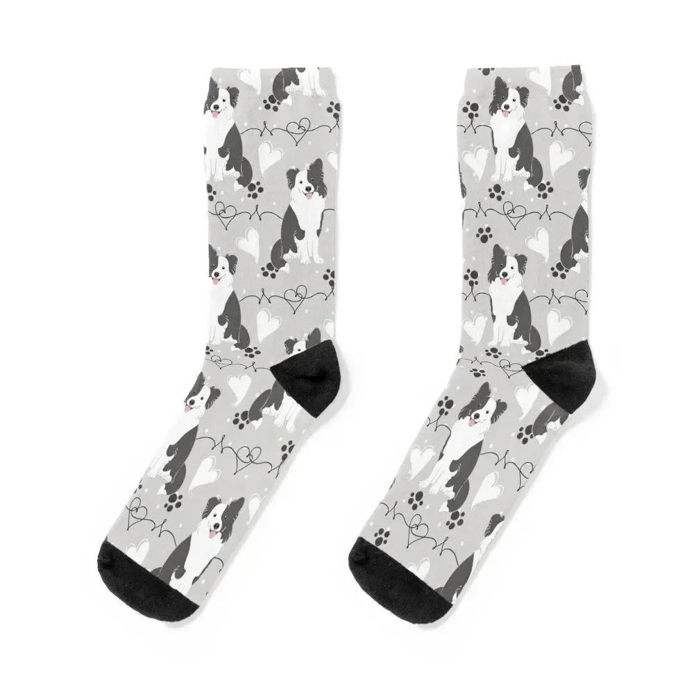 

LOVE Border Collie - Black and White 4 Socks kids cartoon Non-slip Socks Man Women's