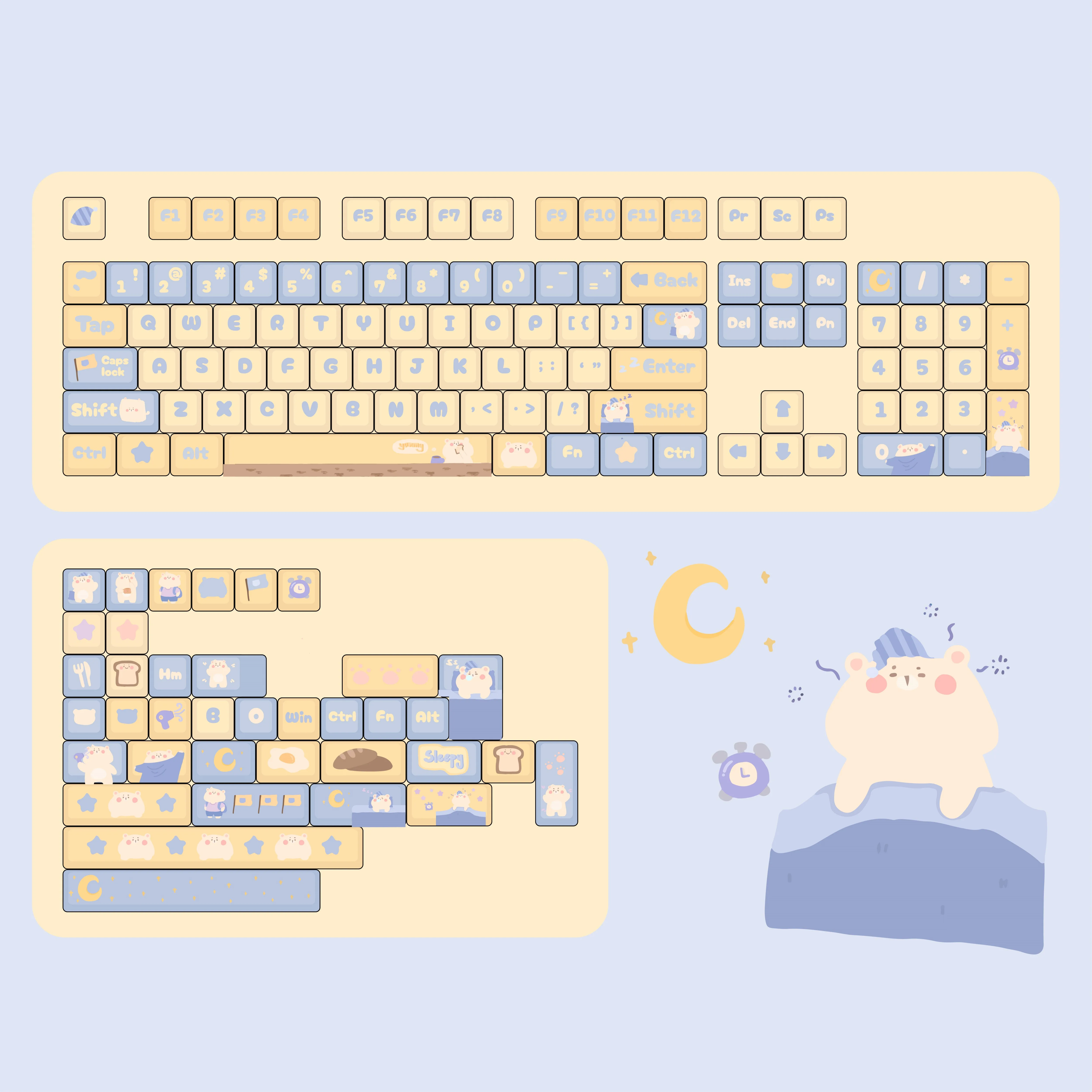 

Original cute milk yellow keycap theme 143 keys kca height full five-sided PBT mechanical keyboard keycap