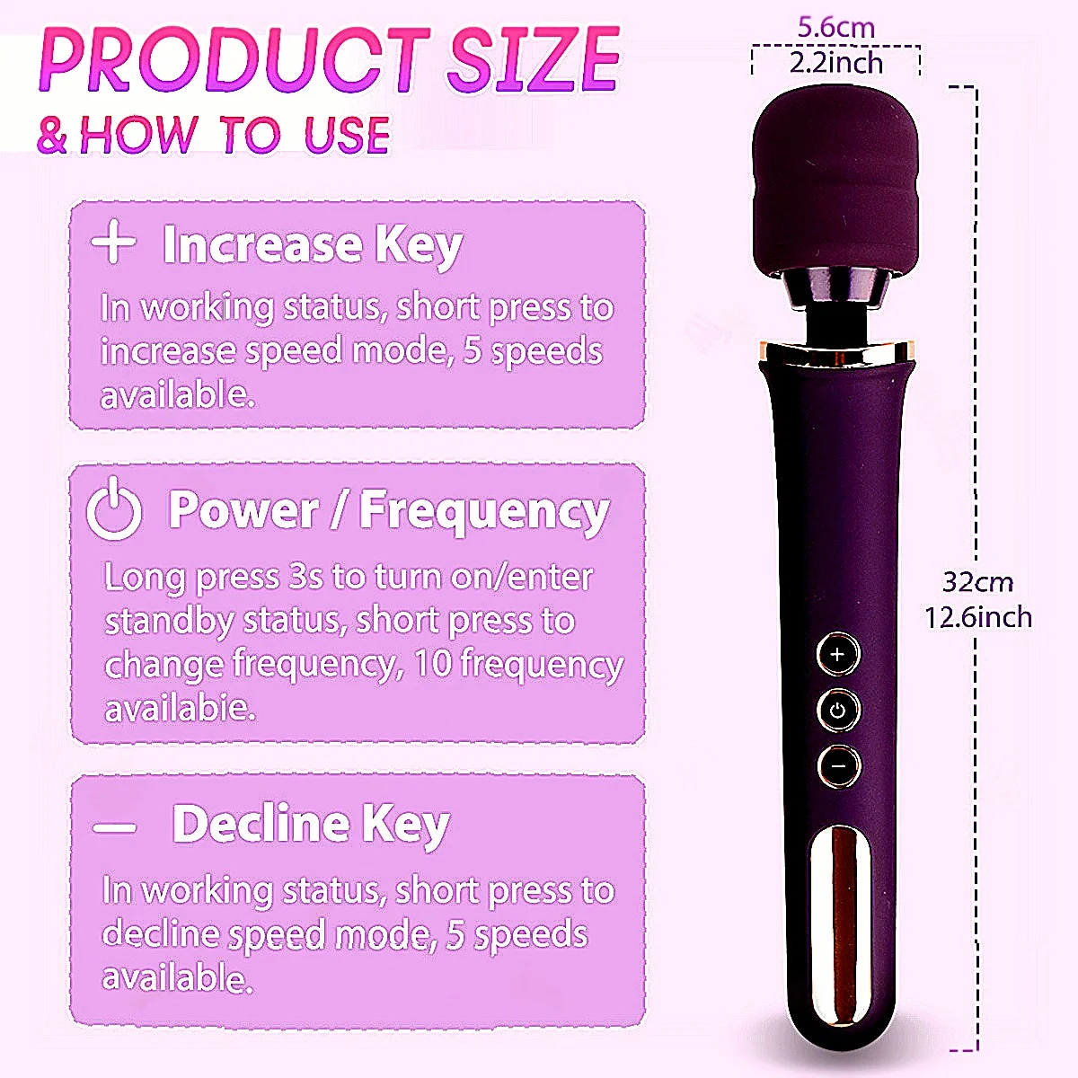 مدلك شخصي 10 سرعات قوية كبيرة هزاز تحفيز البظر للنساء AV عصا 10 سرعة هزاز المداعبة الجنس لعب #3