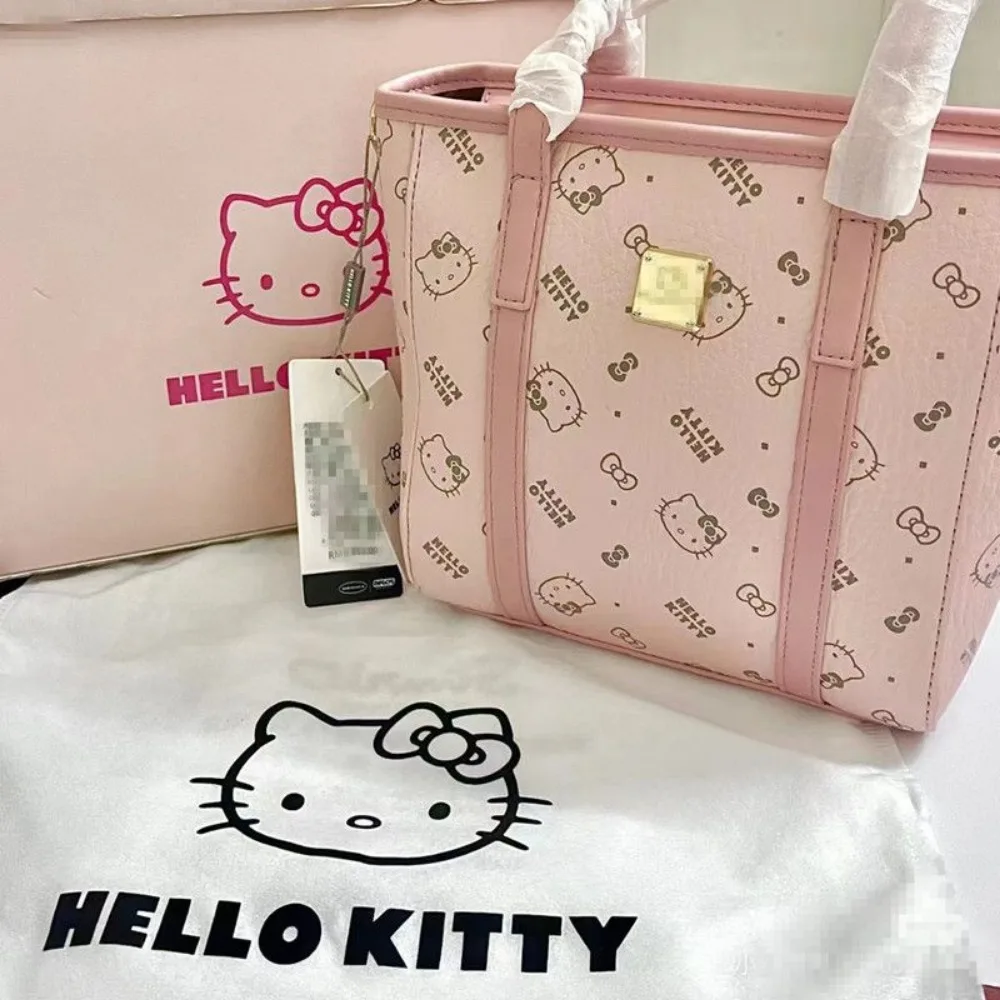 Hello Kitty กระเป๋าถือ Miniso น่ารักพิมพ์มือถือตะกร้าผัก Y2k เดินทางอเนกประสงค์ไหล่เดี่ยวแนวทแยงกระเป๋าถือผู้หญิง