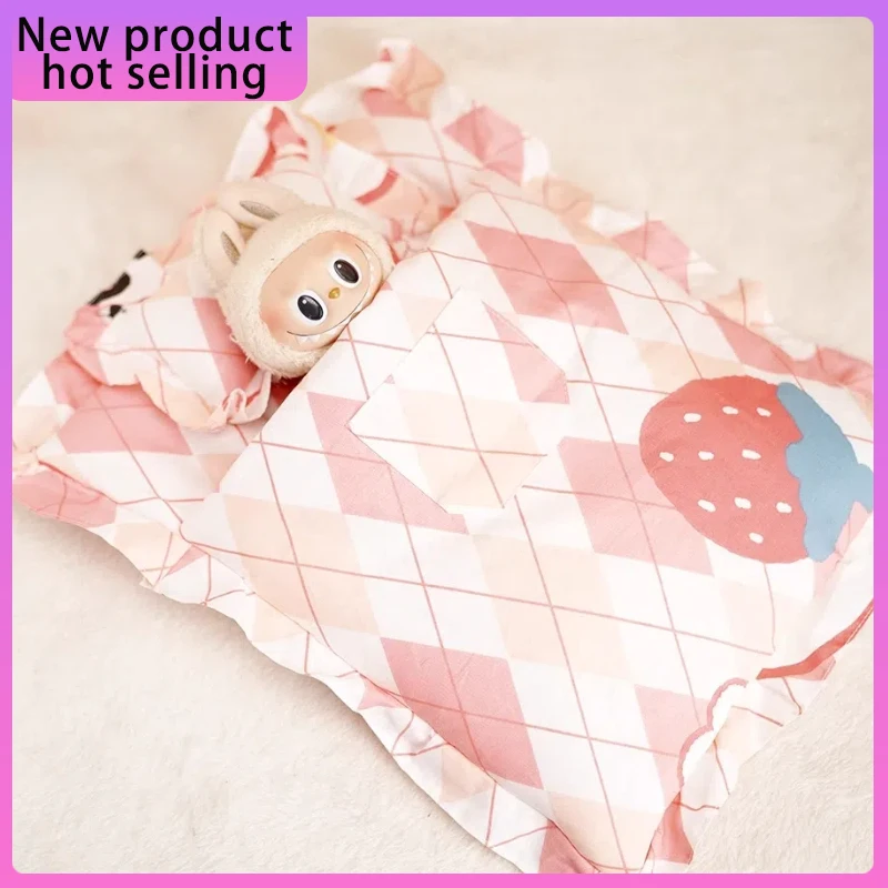 

New Suitable for Labubu15-17cm First Second Third Generation Universal Cloth Cute Duckling Sleepwear Pink Quilt Dolls Clothes
