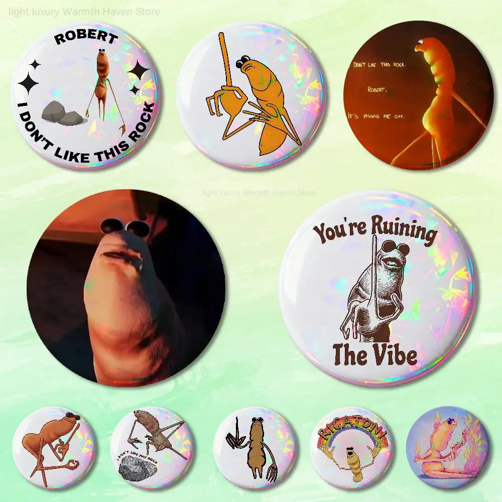 

Marcus The Worm Robert Help Pins 58mm Cute Cartoon Badge Handmade Brooches for Backpack Accessories