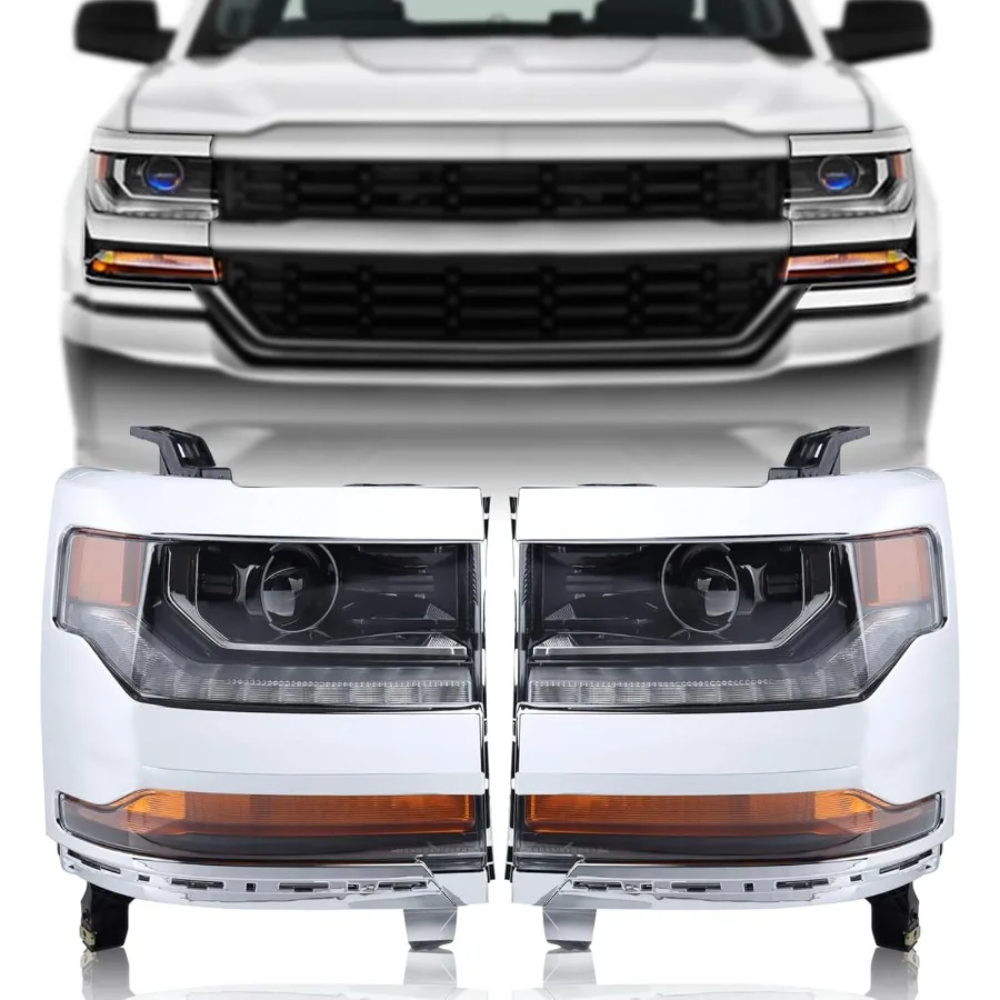

Хромированная HID ксеноновая светодиодная фара проектора DRL в сборе для Chevy Silverado 1500 и 2019 Silverado 1500 LD Driver 20162018 и P