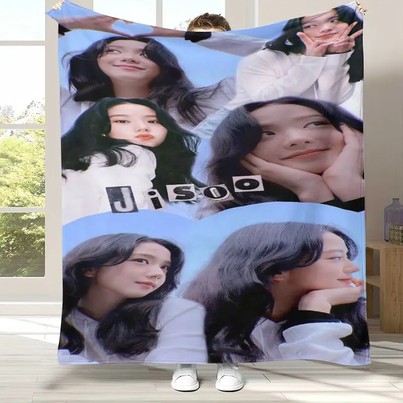 Korean Idol J-Jisoo Solo EYES CLOSED Soft Flannel Throw Blanket,Cozy Warm Blanket for Bed,Sofa,Living Room,Picnic,Camping,Gift