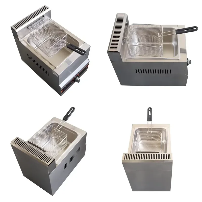 8L Stainless Steel Single Cylinder Gas Fryer for Industrial Use