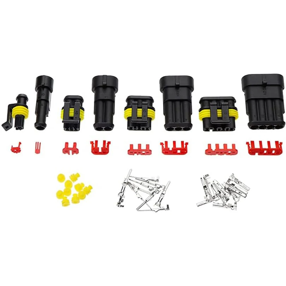 408pcs Waterproof Automotive Electrical Wire Connectors Plug Kit 1/2/3/4 Pin Waterproof Connectors with Ratchet Crimping Tool