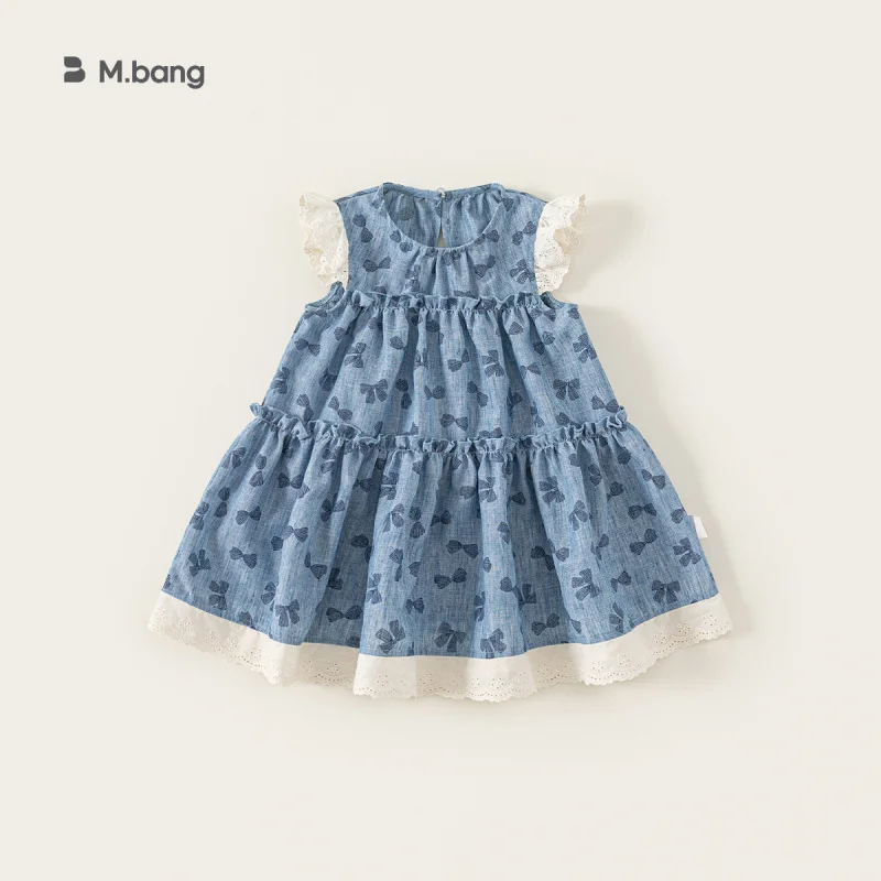 

Youbao Children's Clothing Girls' Bowknot Dress Lace Trim Sleeveless Toddler Cake Dress Sweet Children's Princess Dress