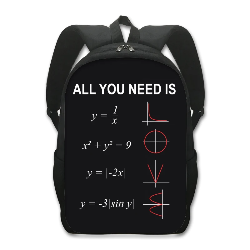 Divertente Formula matematica scienza umorismo zaini Geometric Algebra Equation borse da scuola per bambini per adolescenti Daypack borsa per libri per studenti