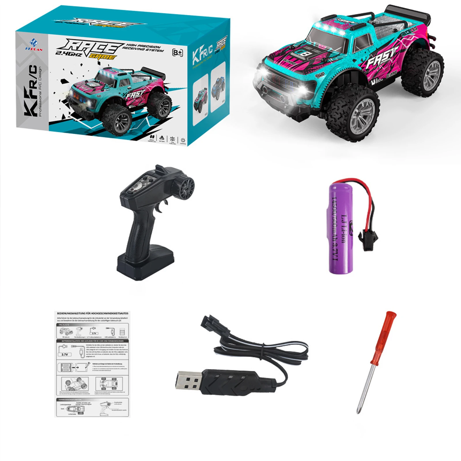 Voiture tout-terrain avec lumière LED pour adultes et enfants, véhicule RC, escalade au grand pied, course à grande vitesse, jouets d'extérieur, cadeaux, KF23, KF24, 1/20