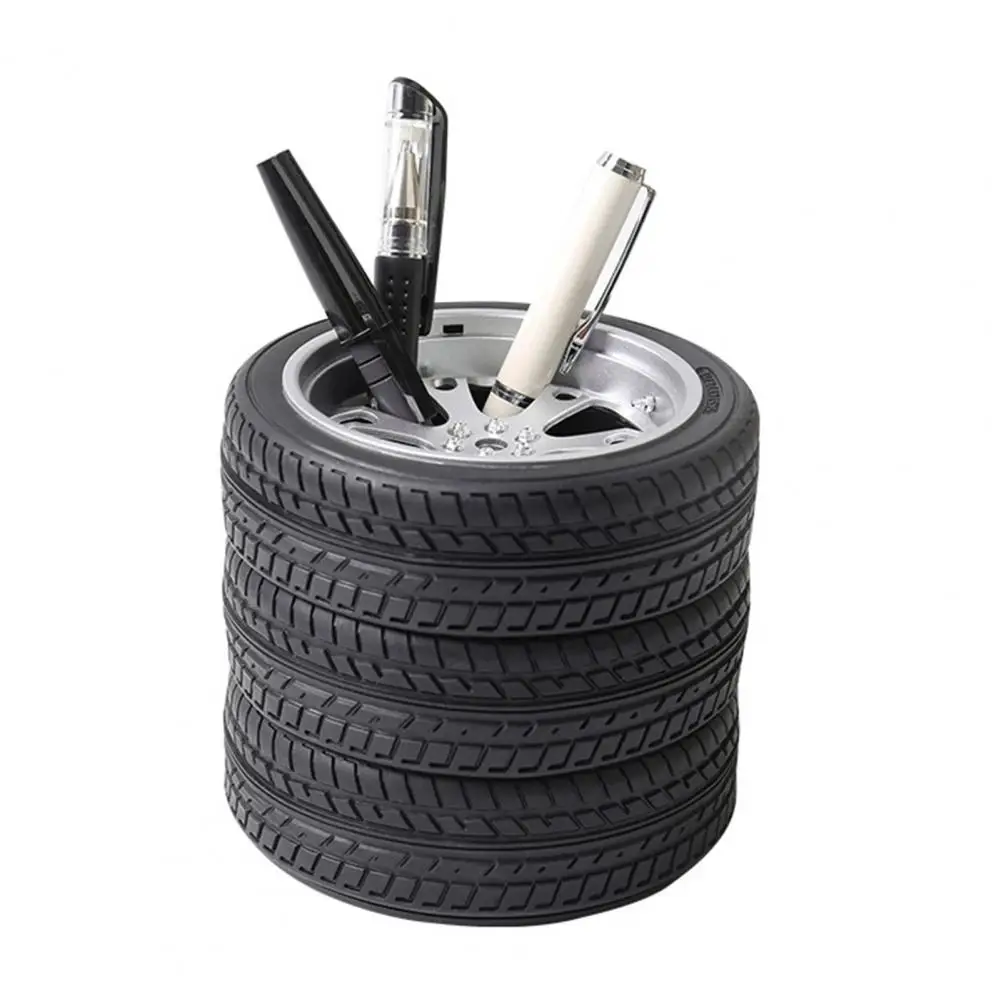 Pen Holder Car Tire Shaped Design Realistic Non-deformation Stationery Pencil Storage Box Office Stationer