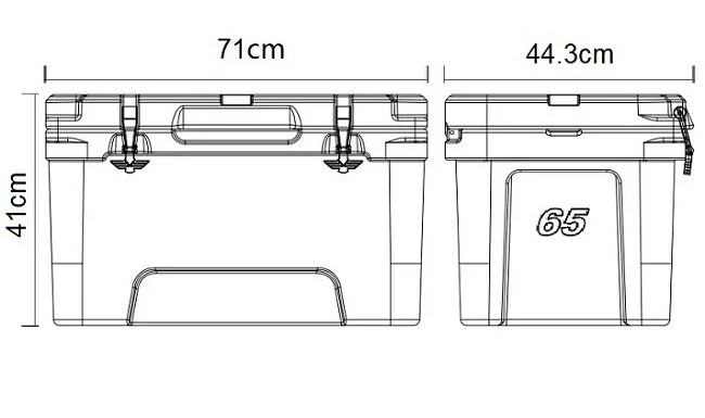 65L Plastic Rotomolded Cooler Insulated Dry Ice Storage Boxes