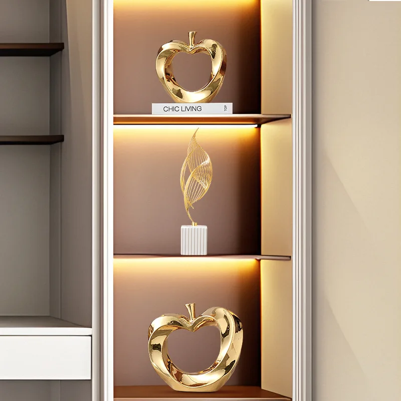 Golden Hollow Ceramic Handicrafts, Apple Model Sculptures, Crystal Balls, Foyer, Wine Cabinet, Interior Decoration Accessories view 4