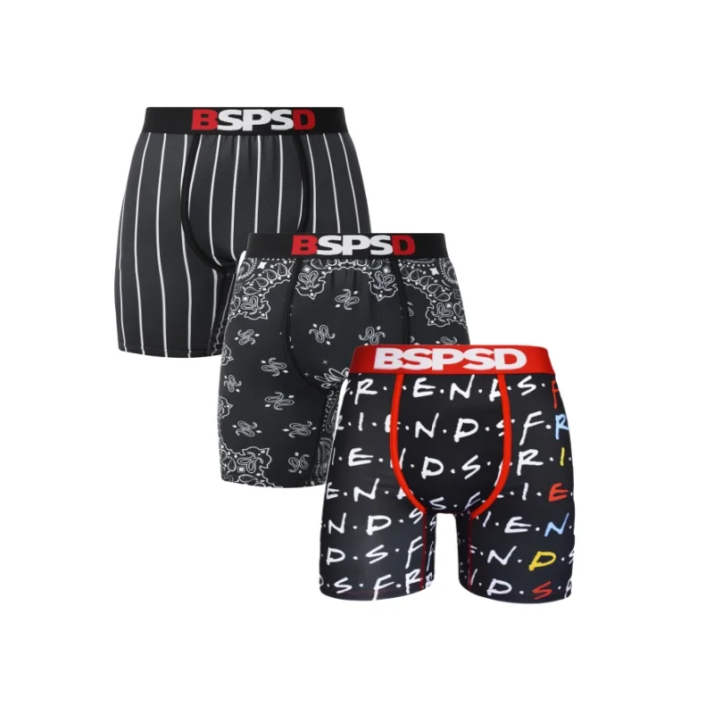 

3Pcs Sexy Men Underwear Boxers Cueca Print Breathable Male Panty Lingerie Men Underpants Panty Boxershorts Plus Size Boxershorts