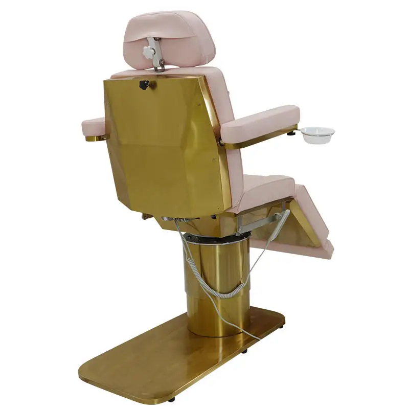 Luxury pink 4 Motor Stainless Steel Base Electric Massage Table Facial Massage Bed Beauty Salon Facial Bed for Sale