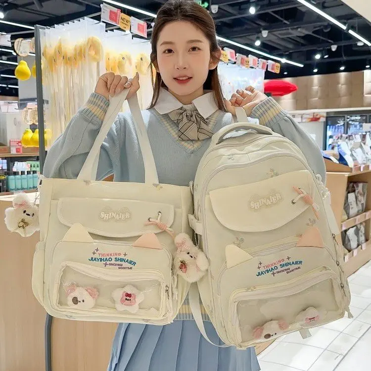 

Large Capacity Transparent School Bag Women's Fashionable Nylon Backpack Breathable Comfortable for Students Class And School