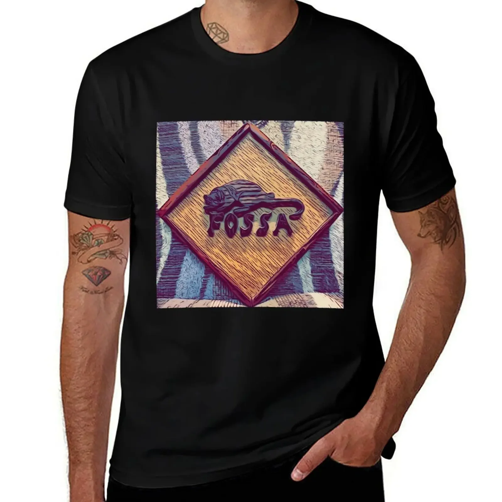 

Madagascan Fossa Intarsia with Chair Background Red Letters T-Shirt anime t shirts cute tops summer shirt tops t shirts men