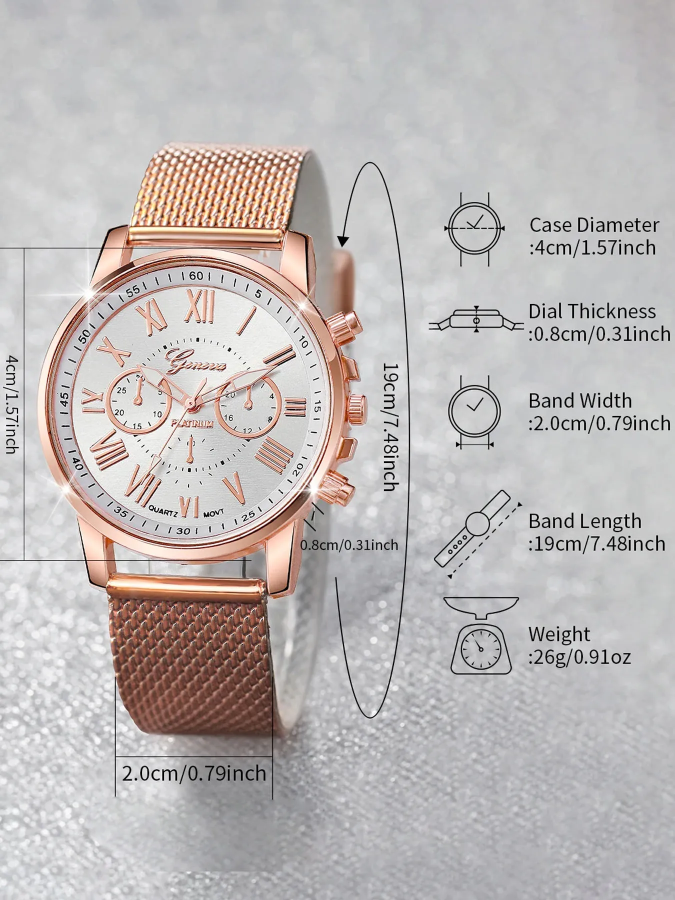 2-piece fashionable round versatile design, light luxury women's watch, women's high-end feel, business temperament set