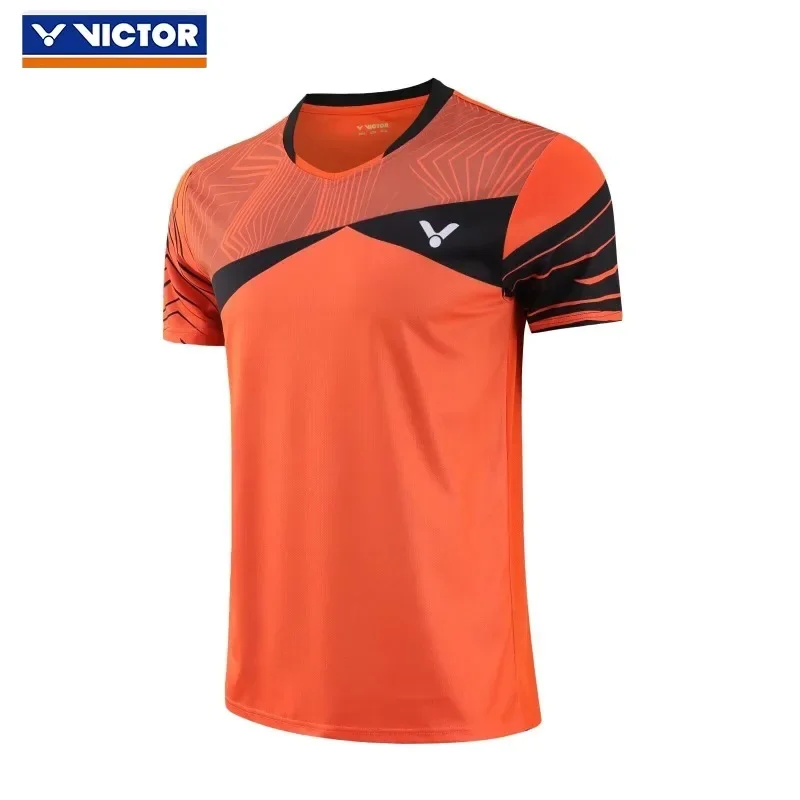 2024 Victor T-shirt women's suit White top Sports badminton clothes Quick drying short sleeve breathable shorts Running gym men