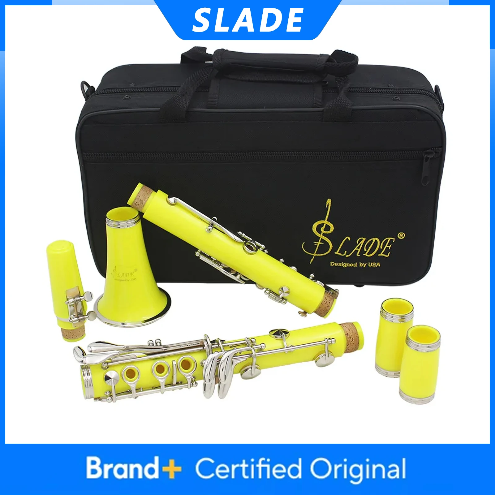 

SLADE 17 Key Bb Clarinet Yellow B Flat Bakelite Clarinet with Case Reeds Strap Cloth Woodwind Instrument Parts & Accessories