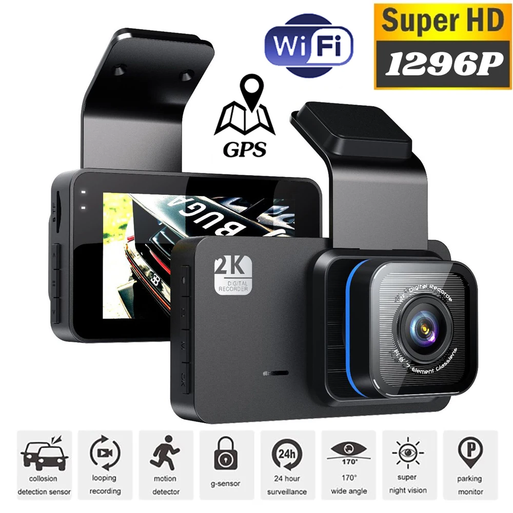 Dash Cam Dual Lens 1080P Full HD Vehicle Car Camera Car DVR Night Vision Driving Video Recorder Wi-Fi Parking Monitor Black Box