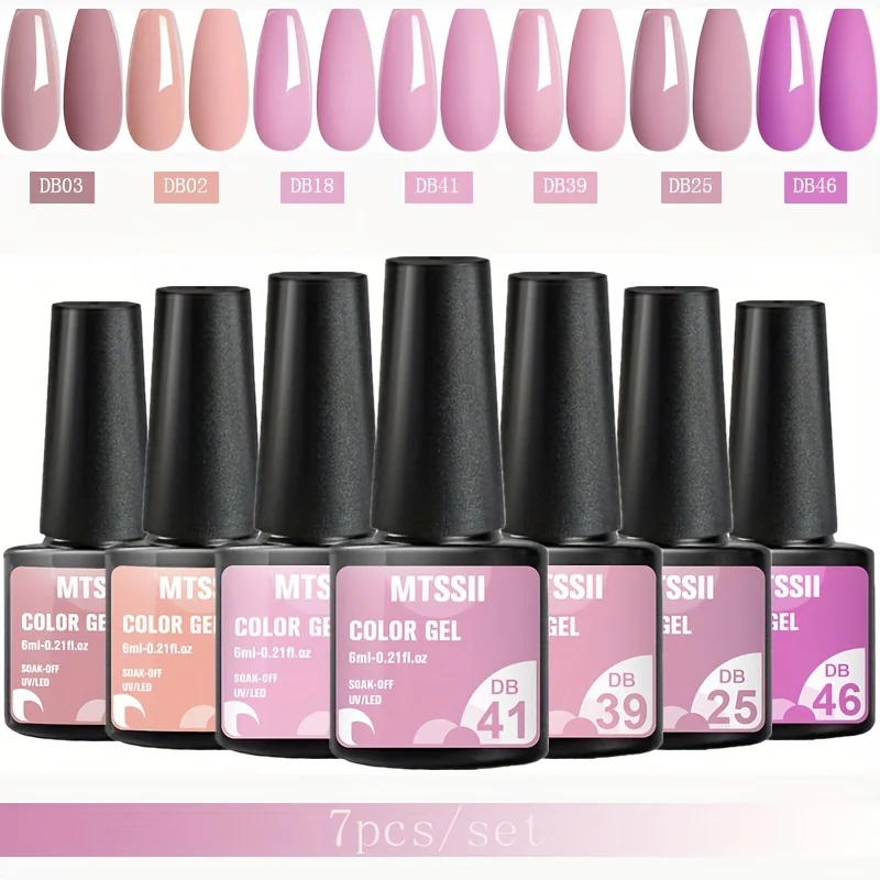 7pcs/set Gel Nail Polish Kit Nail Art Gel Soak Off UV Colorful Spring Summer Shades Manicure Art Varnish For Women Gift Set