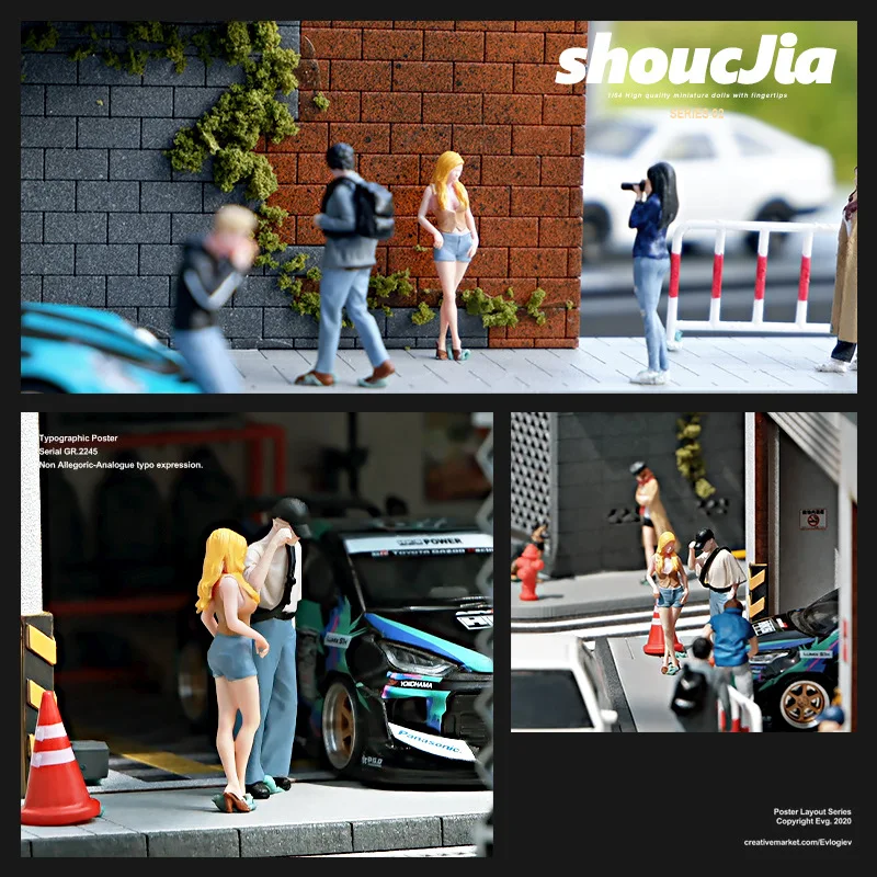 1/64 Scale Resin 3D Printing Miniature Long Haired Blonde Beauty Doll Model Figure Accessory Photography Props Display Fans #1