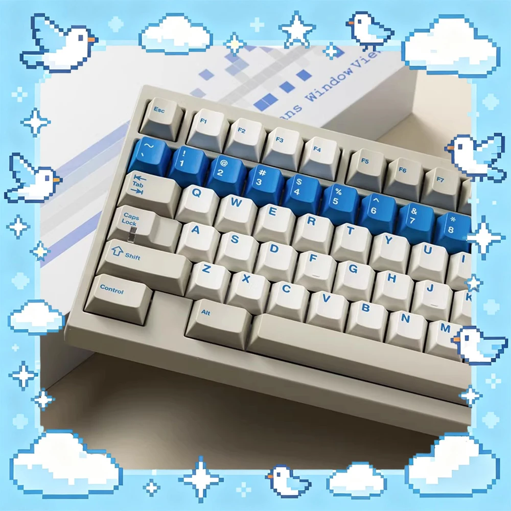 PBTfans View PC Keycaps Thermal Sublimation Pbt Material Keyboard Keycaps Beige Original Factory Height For PC Accessories Gifts