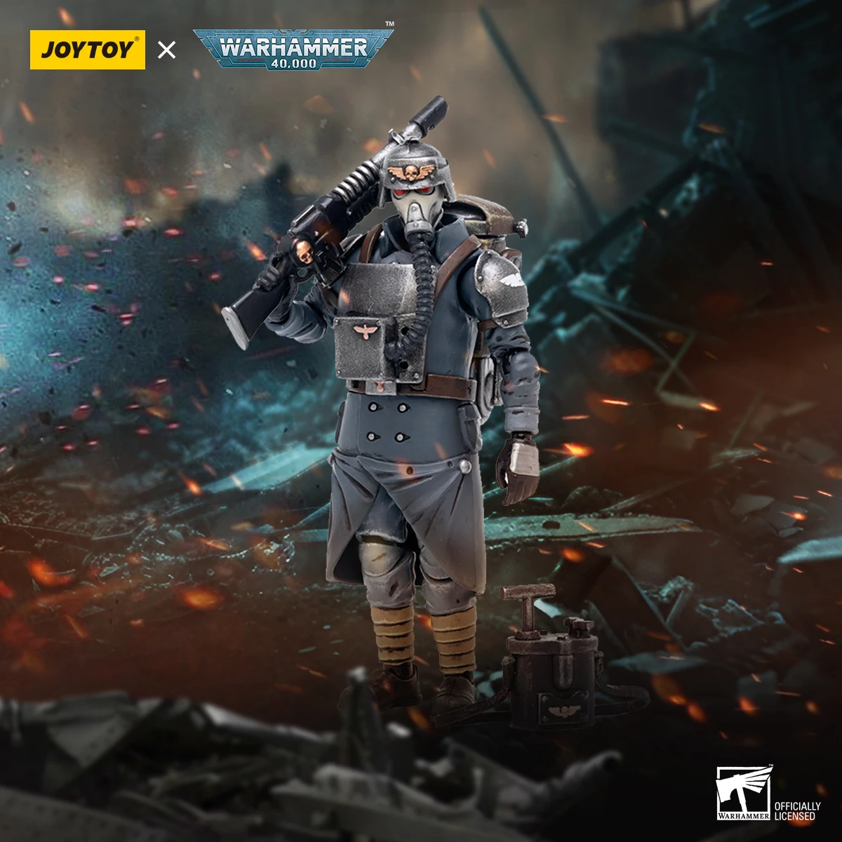 JOYTOY Warhammer 40K Astra Militarum Korpus Śmierci Krieg Drużyna Weteranów Strażnik Specjalista Demolition Figurki Akcji Kolekcjonerskie