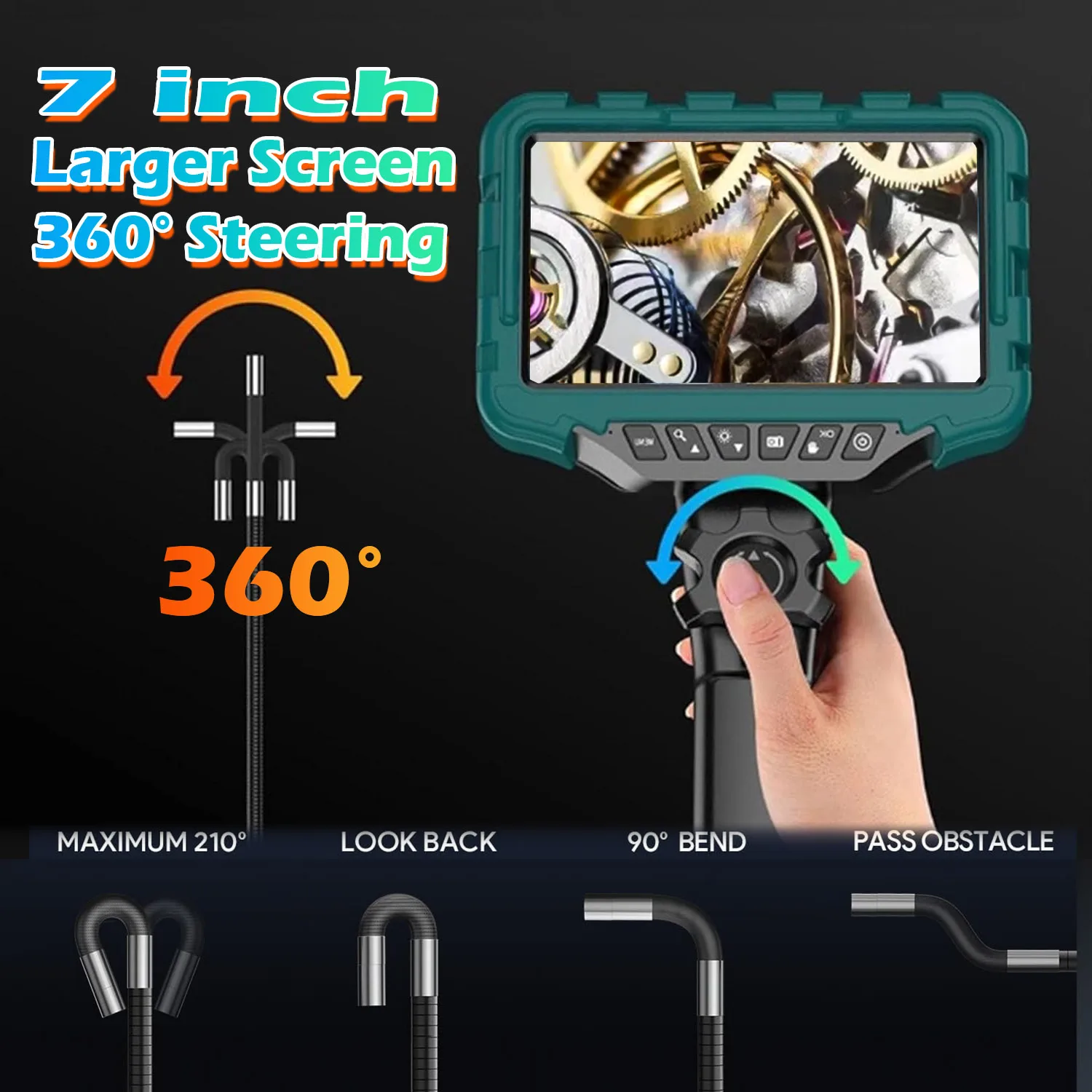 

7 Inch Screen 360 Industrial Sewer Piping Degree Rotating Dual Rotary Drain Endoscope Inspection Camera 3.9mm Joint For Cars