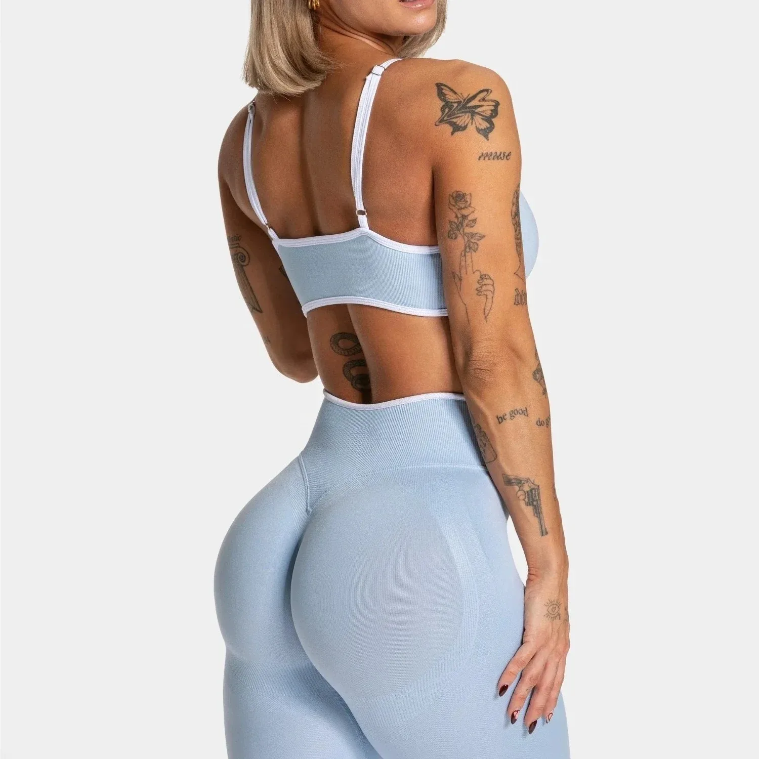 Summer Women's Solid Color Gym Sports Bra Sexy Backless Knitted Bra with Chest Cushion Suspender Bra Yoga Fitness Top image 4