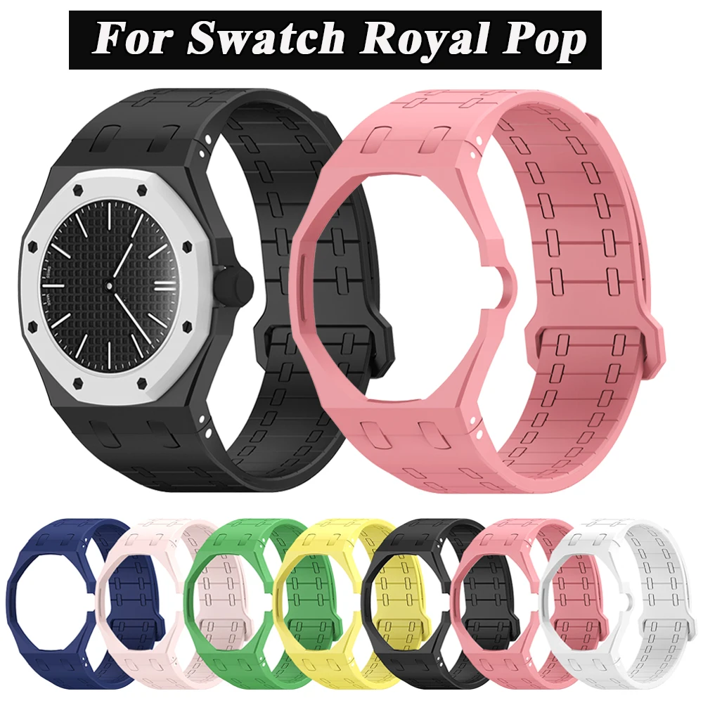 

Magnetic Silicone Watch Band+Case for Swatch X AP Royal Pop Pocket Watch Change to Wristwatch 2 in 1 Strap & Cover Accessories