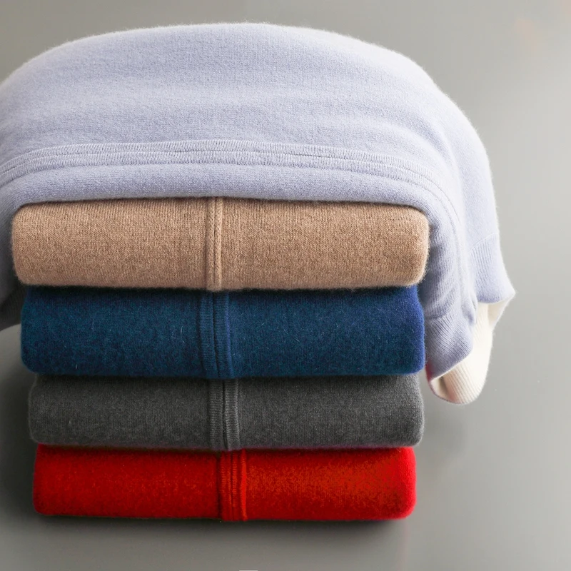 100% Goat Cashmere Double Sided Wearable Sweater Jacket Men's Knitting Stand Neck Cardigan Autumn Winter New Thicken Luxury Coat