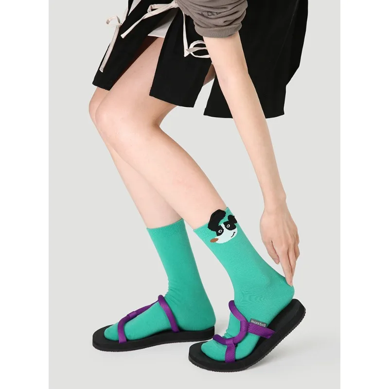 【5 Pairs】Medium Tube Socks Women's Spring and Summer Three-dimensional Animal Pattern Solid Color Cartoon Combed Cotton