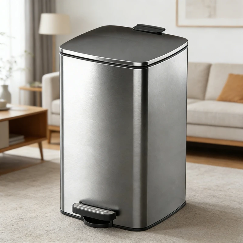 

Stainless Steel Trash Bin Large Capacity Luxury Waste Bins Living Room Foot Pedal Dustbin Household Cleaning Litter Bin with Lid