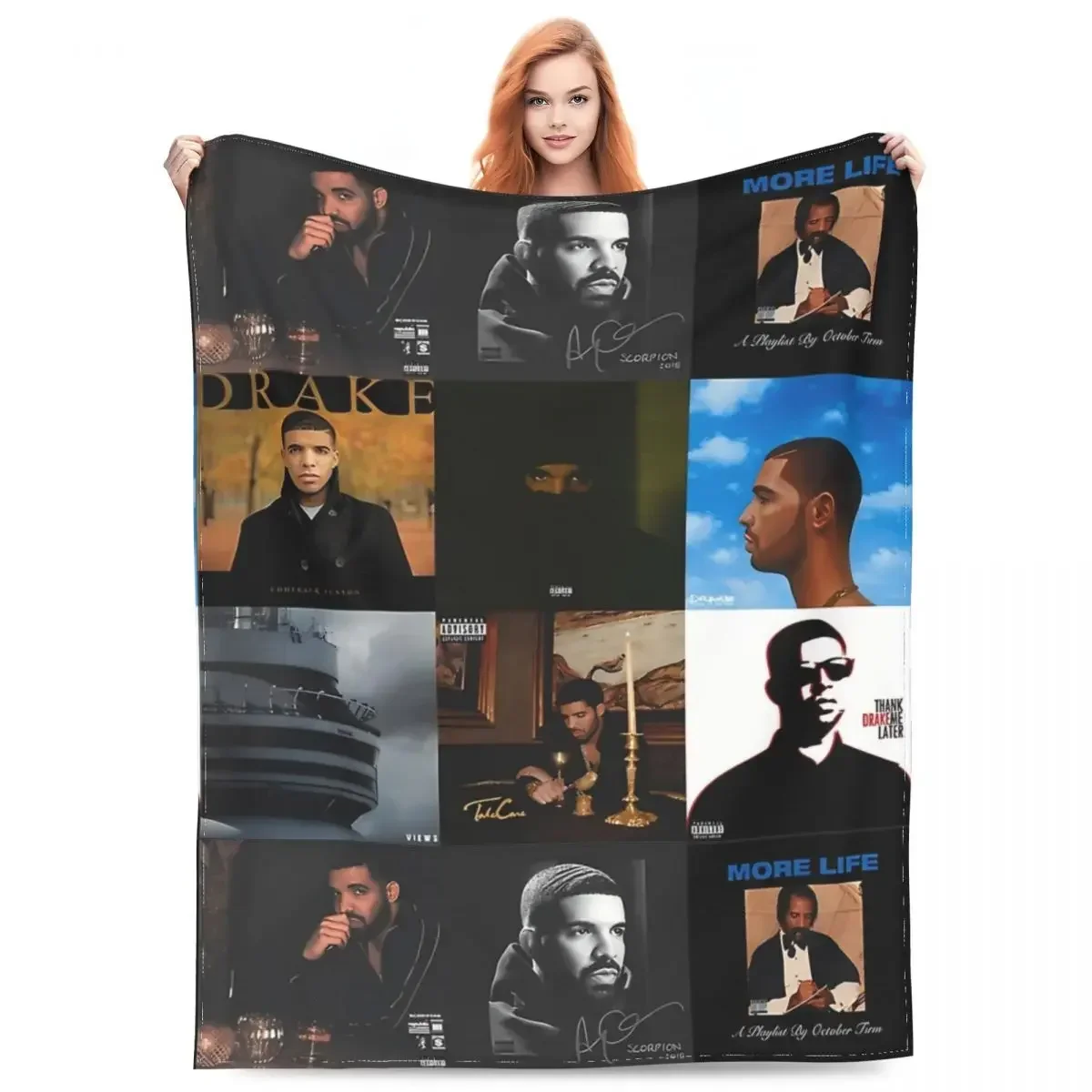 Manta de álbum Vintage Music Drake, mantas de lana para cama, acogedora y ligera, Alfombra de coche, pieza de hello kitty