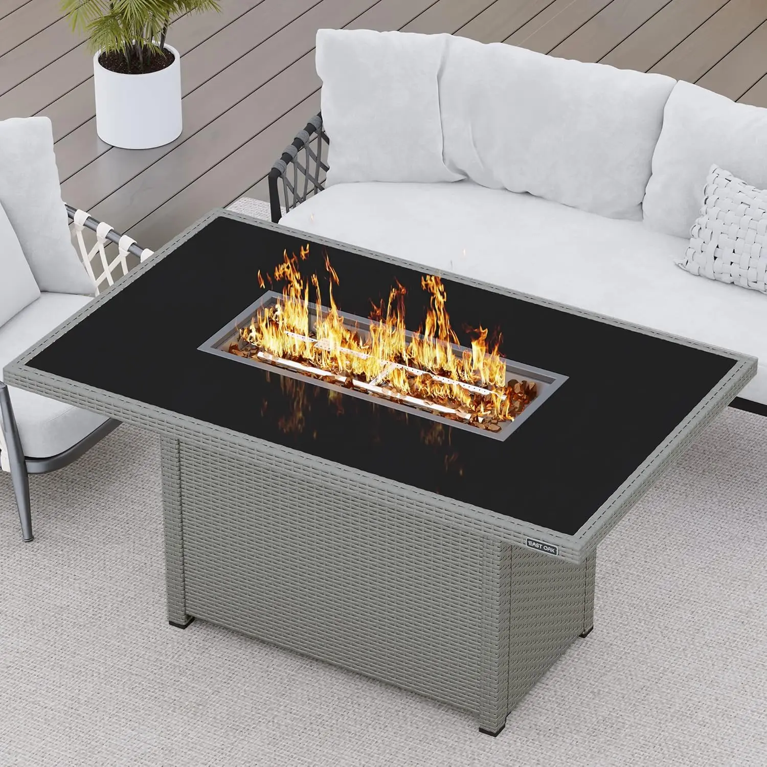 Fire Pit Table,Gas Firepit  Tabletop,Patio Fire Table Stone  Lid,  Electric Fireplaces