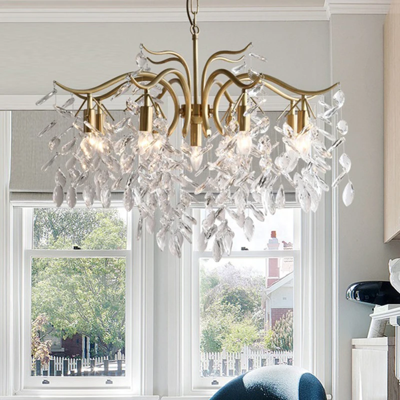 

Post Modern Crystal High Ceiling Chandelier For Bedroom Flower Pendant Light Home Decor For Bedroom Living Room Hanging Lamp