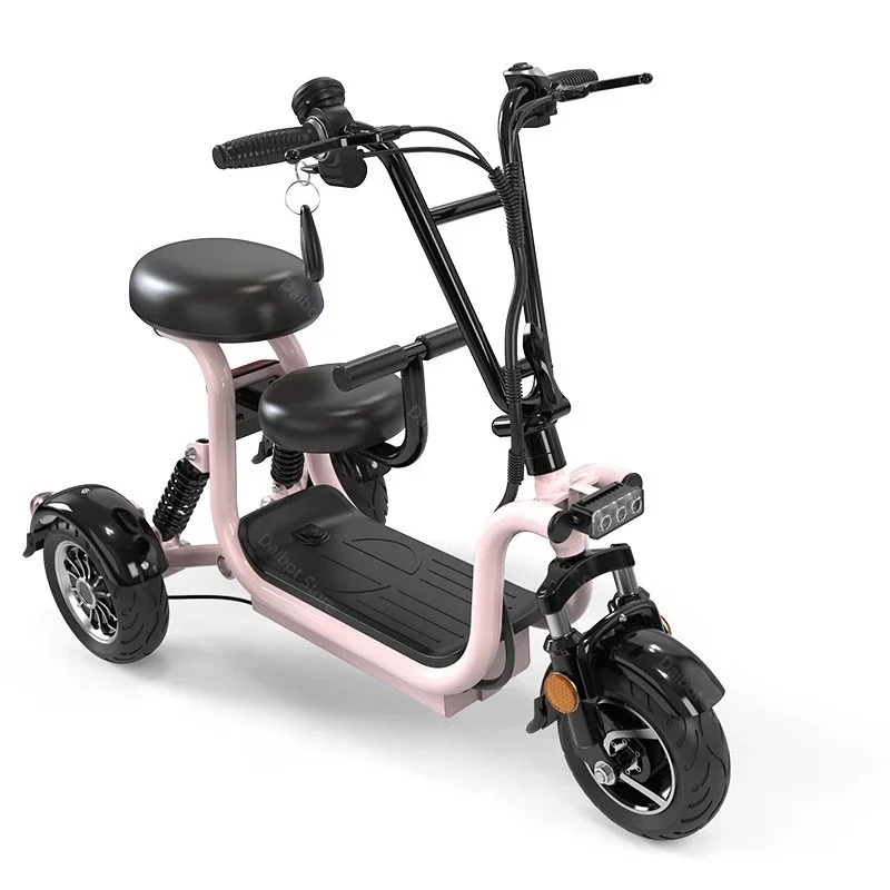 10 Zoll Mini Eltern Kind Dreirad Roller Elektrische Drei Räder Elektrische Roller Bürstenlosen Motor 400 W 48 V Für frauen – Detail 3