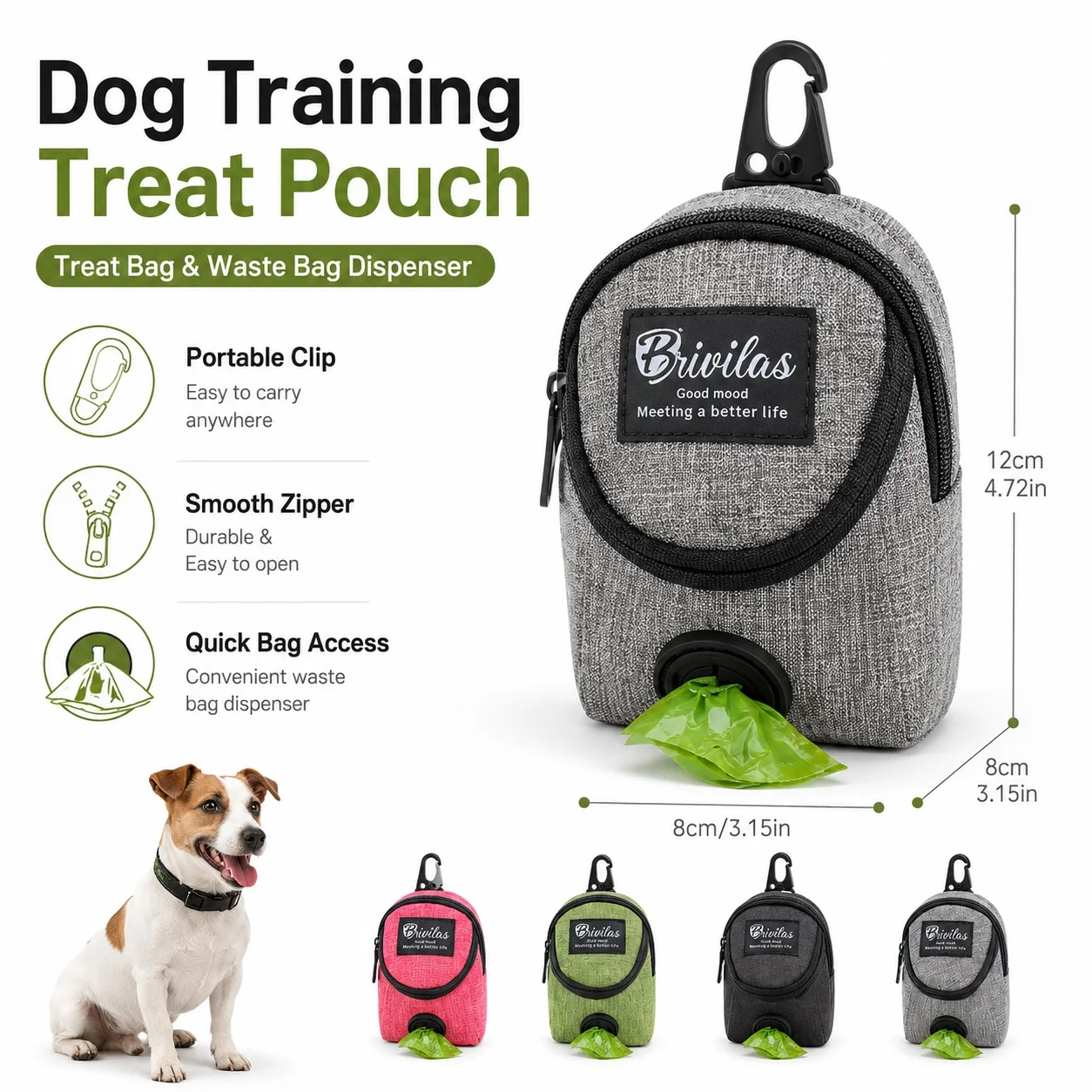 Tragbare Hundetrainingstasche, Leckerlibeutel mit Kotbeutelspender, zum Anklippen an die Leine, für Welpen, Spaziergänge und Outdoor-Training – Detail 1