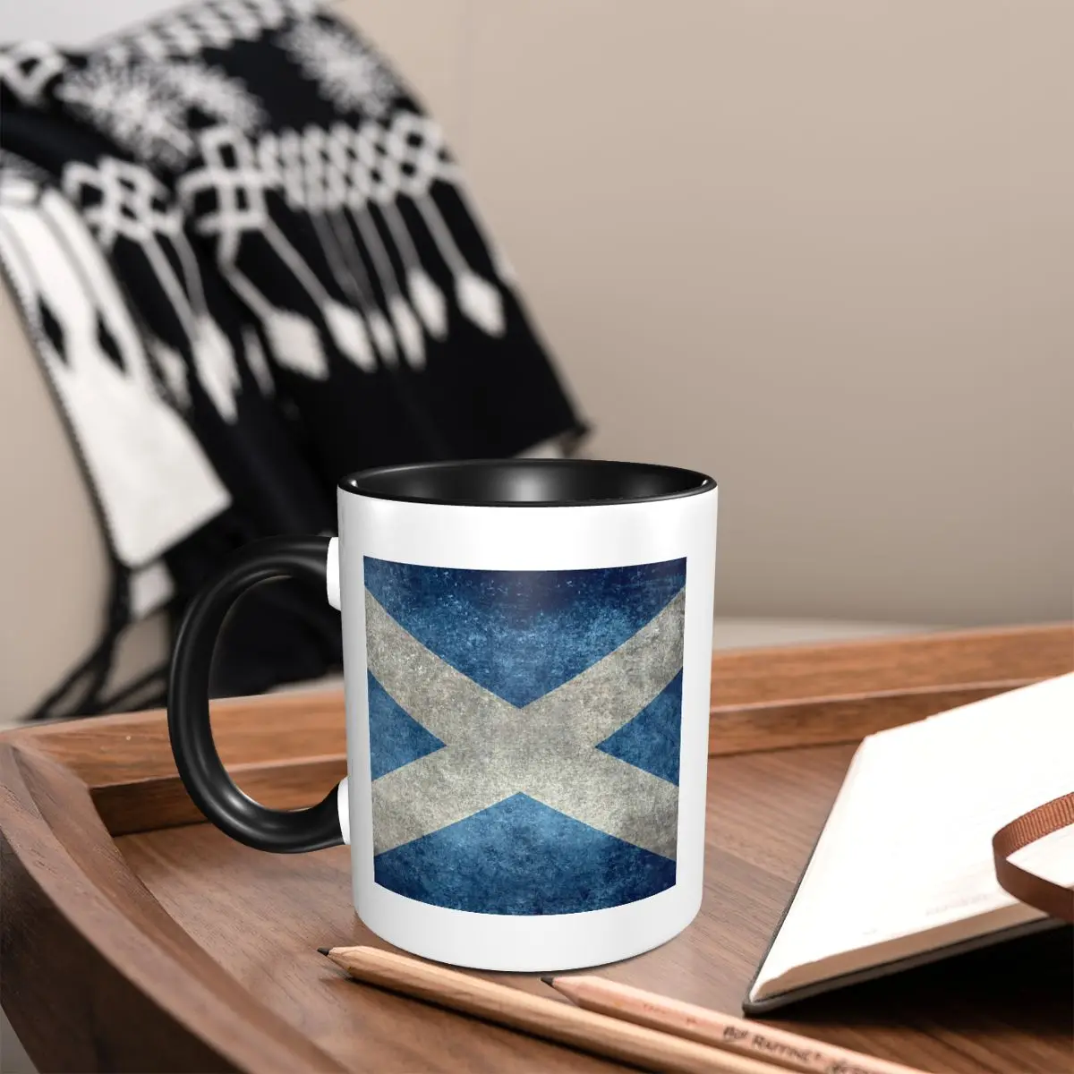 Flag Of Scotland Grungy Vintage Version Mug Funny Ceramic Coffee Cups Tea Mugs Milk Cup Drinkware Gifts for Woman Man